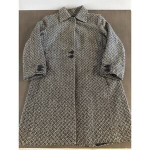 Vintage New York & Company Women’s Black/White Cross Plaid Coat Wool Jacket 14